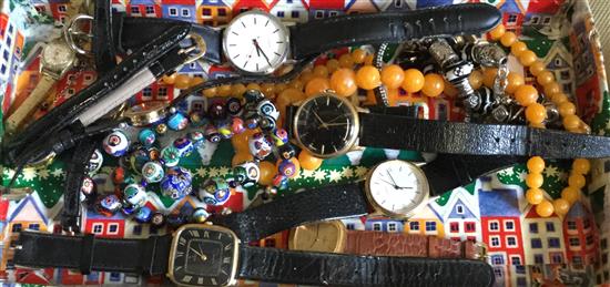 Qty of watches, beads, etc